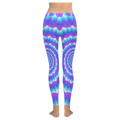 Blue and pink spiral Women's Low Rise Leggings (Invisible Stitch) (Model L05)