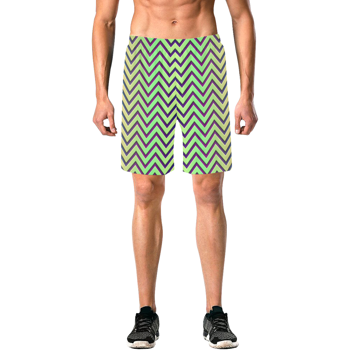 Zig Zag Men's All Over Print Elastic Beach Shorts (Model L20)