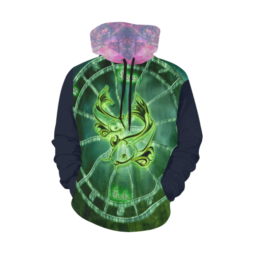 pisces green All Over Print Hoodie for Women (USA Size) (Model H13)