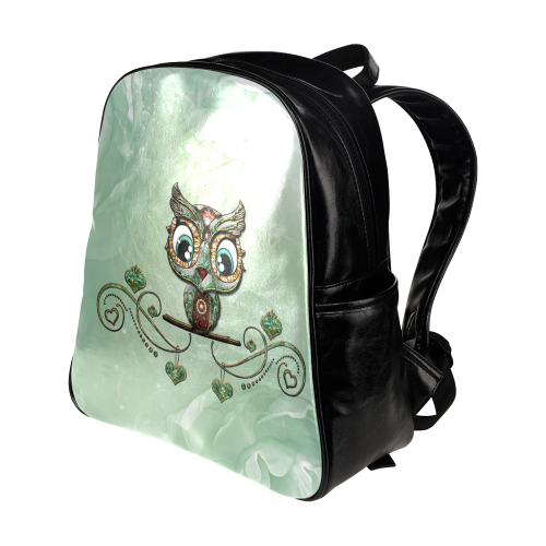 Cute little owl, diamonds Multi-Pockets Backpack (Model 1636)