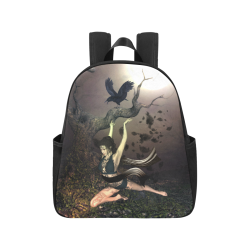 Beautiful fairy with crow Multi-Pocket Fabric Backpack (Model 1684)