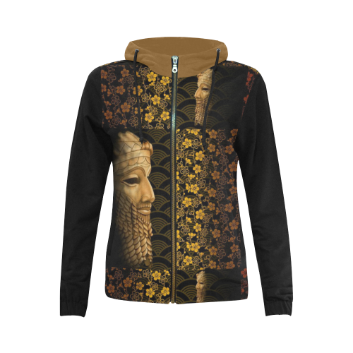 King Sargon II All Over Print Full Zip Hoodie for Women (Model H14)