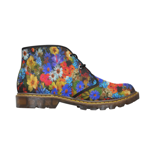 FLORAL DESIGN 13 Women's Canvas Chukka Boots/Large Size (Model 2402-1)