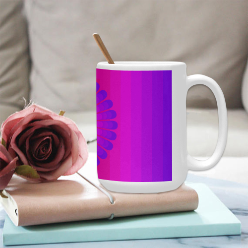 Violet flower on violet pink multiple squares Custom Ceramic Mug (15OZ)
