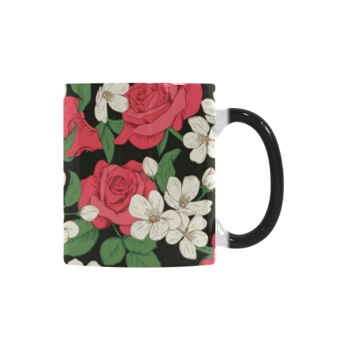 Pink, White and Black Floral Custom Morphing Mug