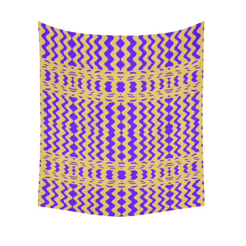 Purple Yellow Modern  Waves Lines Cotton Linen Wall Tapestry 51"x 60"