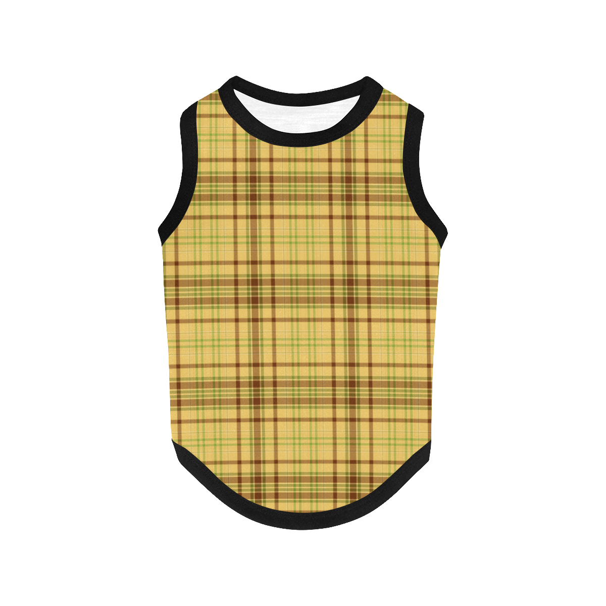 Yellow Brown Plaid All Over Print Pet Tank Top