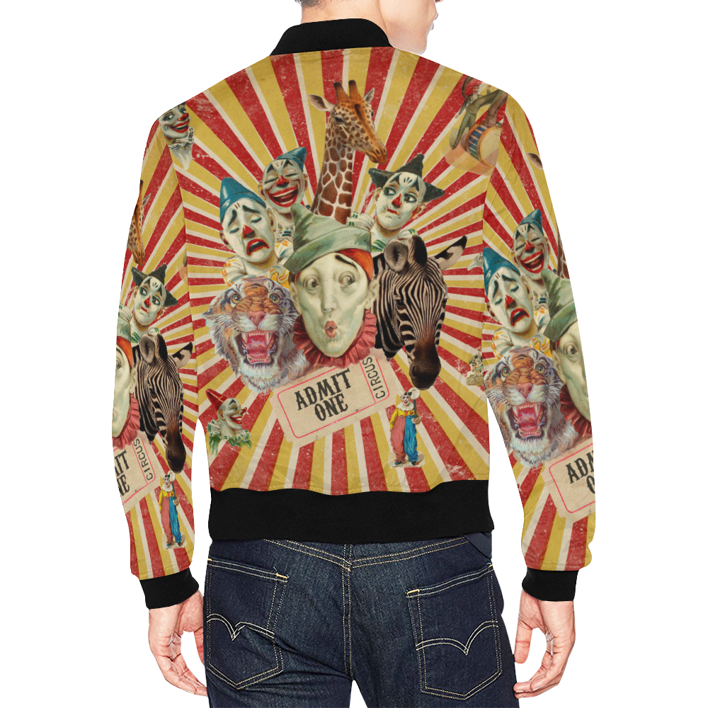 Funny Vintage Circus Clowns All Over Print Bomber Jacket for Men/Large Size (Model H19)