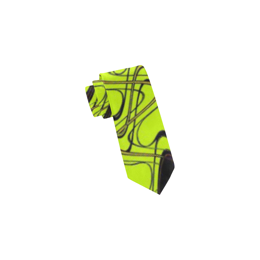 Yellow and Black Waves pattern design Classic Necktie (Two Sides)