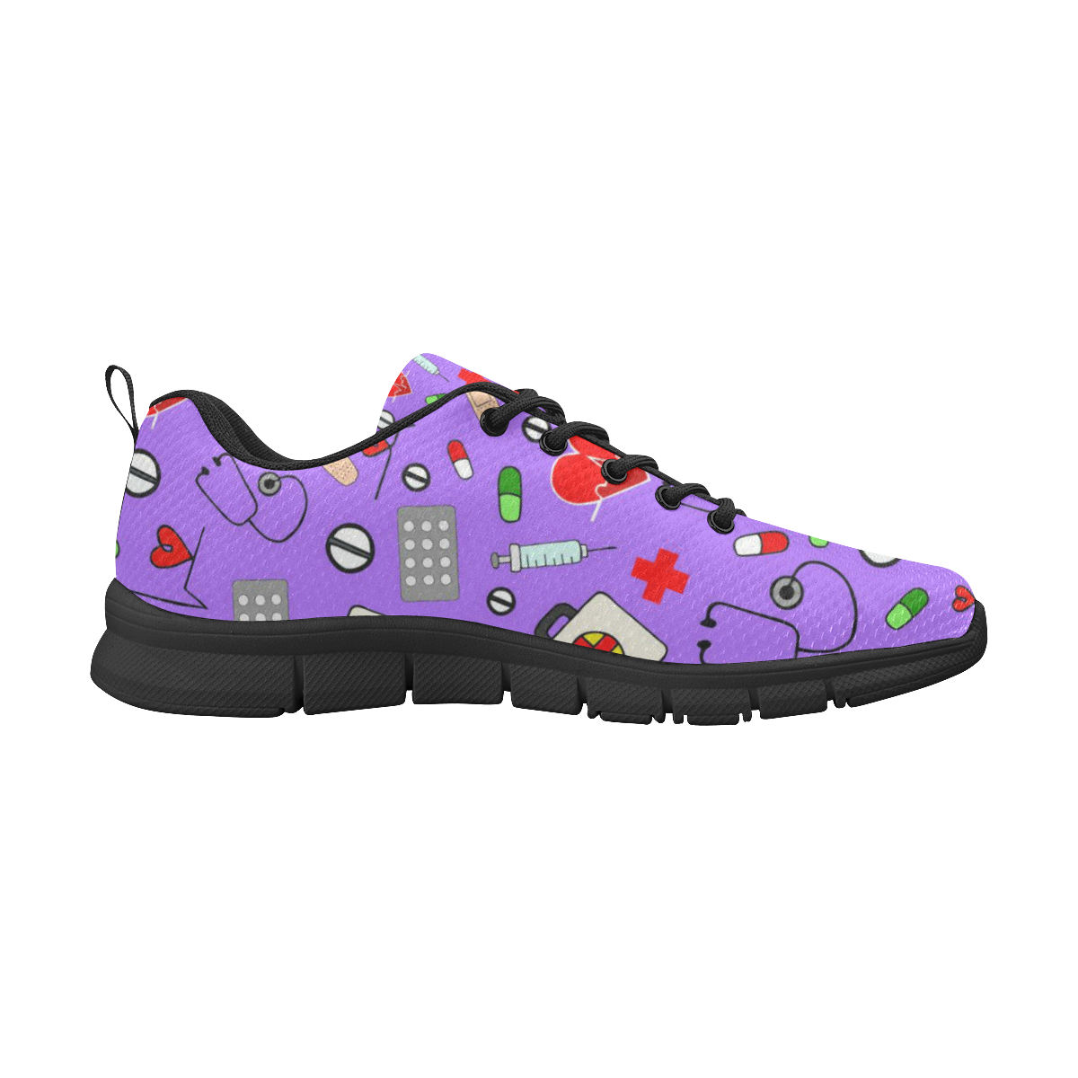 purple nurses pattern Women's Breathable Running Shoes (Model 055)
