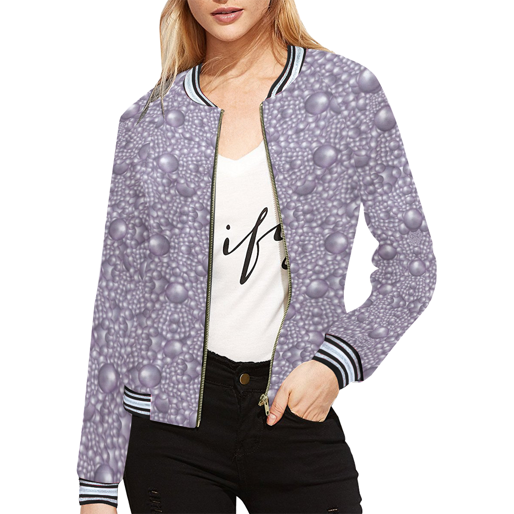festive purple pearls All Over Print Bomber Jacket for Women (Model H21)