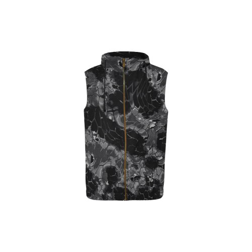 night dragon reptile scales pattern camouflage in dark gray and black All Over Print Sleeveless Zip Up Hoodie for Kid (Model H16)