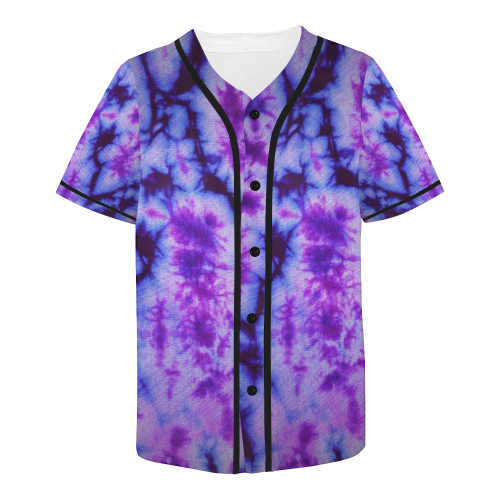 tie dye in blue and purple All Over Print Baseball Jersey for Men (Model T50)