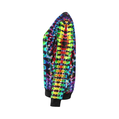 Rainbow Tie Dye Stripe All Over Print Crewneck Sweatshirt for Women (Model H18)