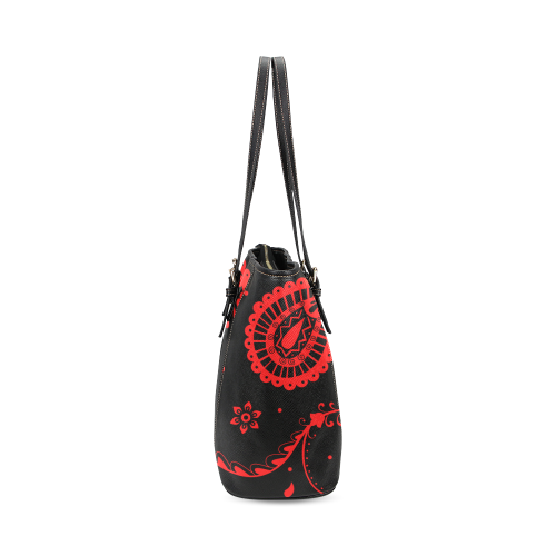rojo y negro Leather Tote Bag/Small (Model 1640)