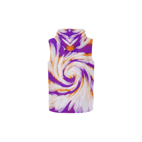 Purple Orange Tie Dye Swirl Abstract All Over Print Sleeveless Zip Up Hoodie for Kid (Model H16)