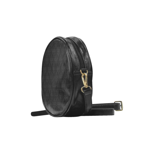 Black on Black Pattern Round Sling Bag (Model 1647)