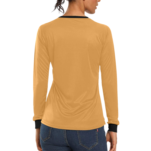 color butterscotch Women's All Over Print Long Sleeve T-shirt (Model T51)