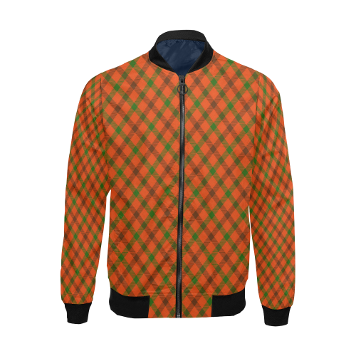 Tami plaid orange, green and brown tartan All Over Print Bomber Jacket for Men/Large Size (Model H19)