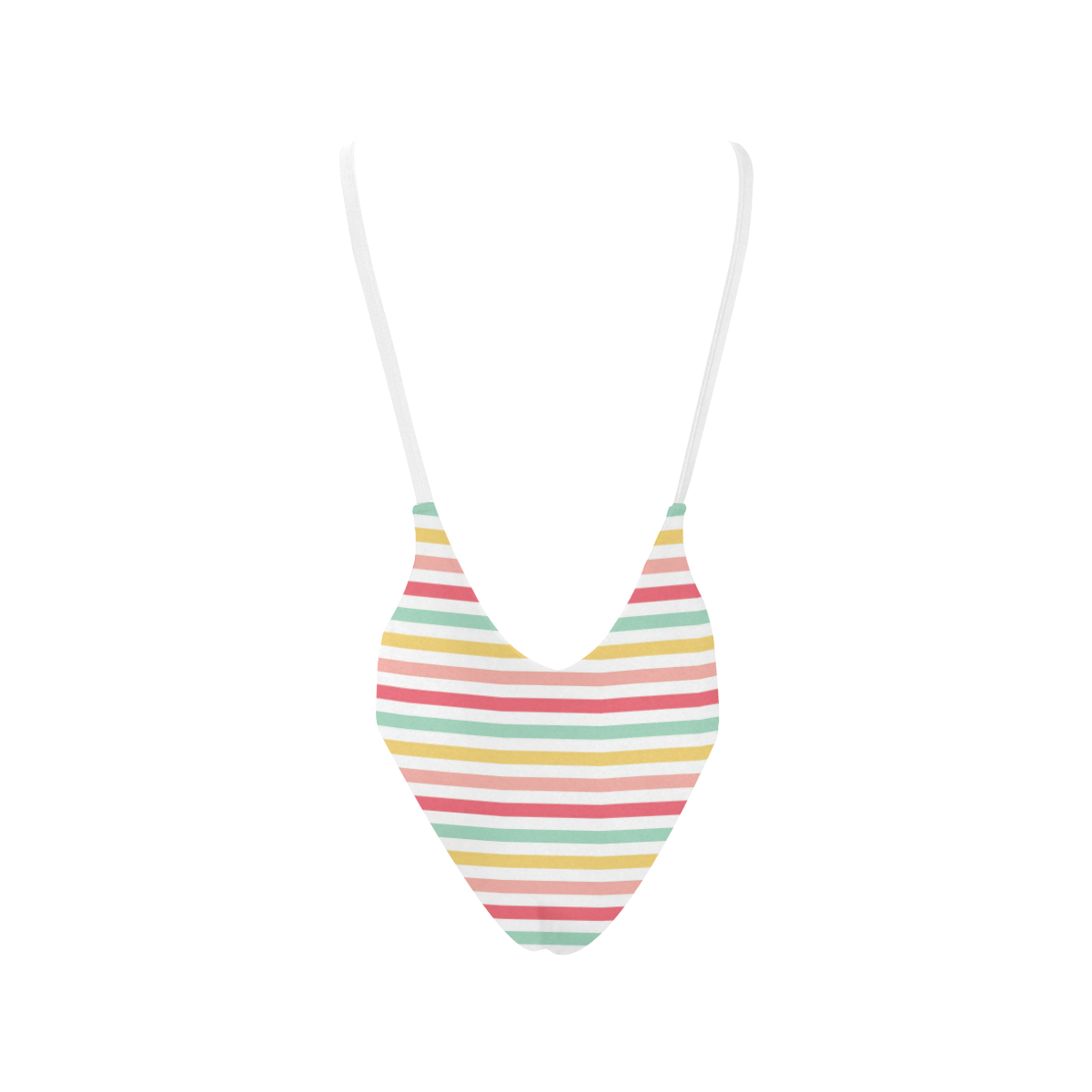 Pastel Stripes Sexy Low Back One-Piece Swimsuit (Model S09)