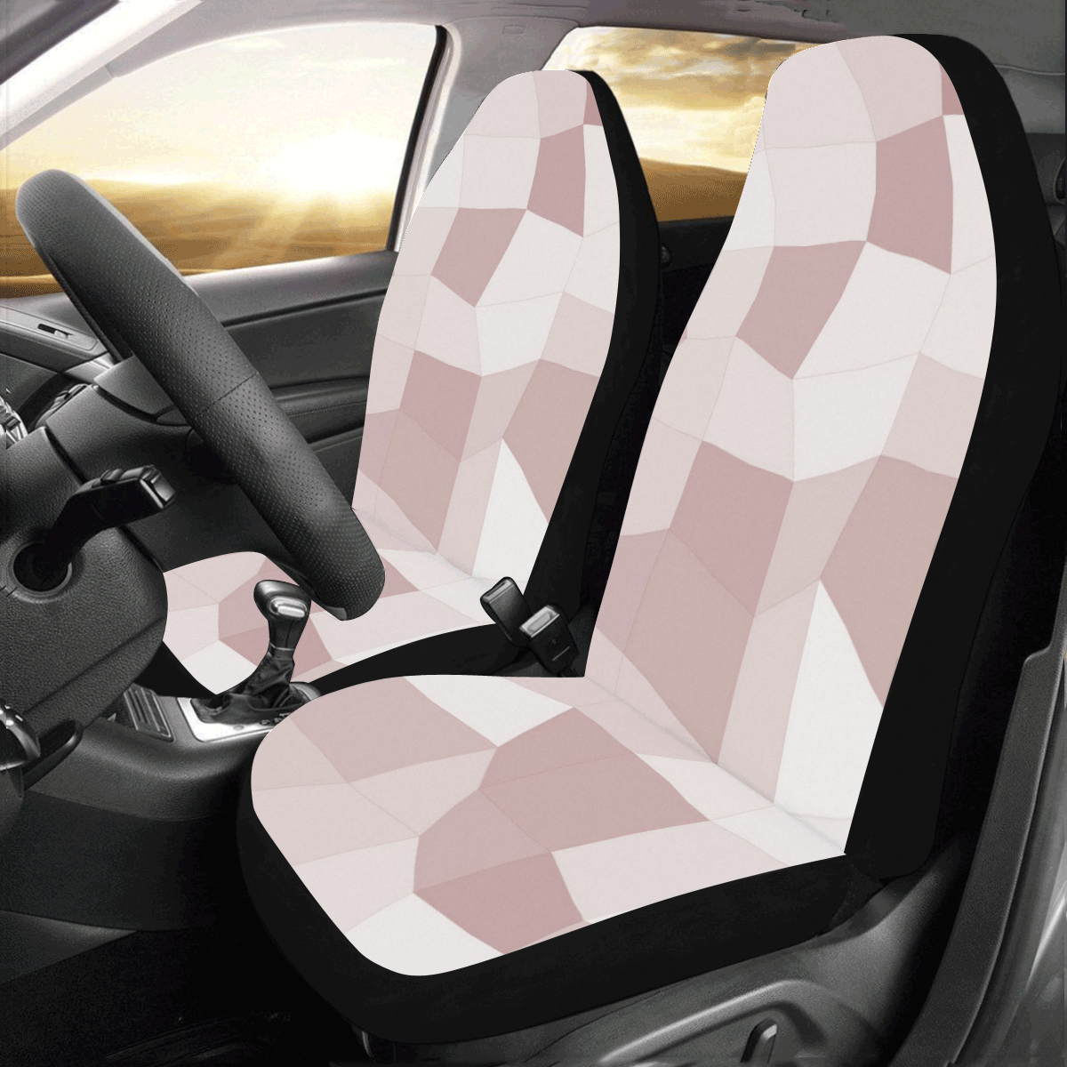 Mauve Beige Mosaic Car Seat Covers (Set of 2)