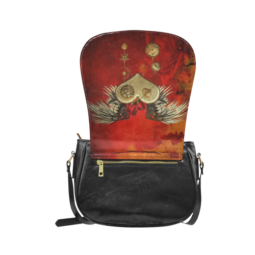 Steampunk heart, clocks and gears Classic Saddle Bag/Large (Model 1648)