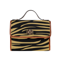 Tiger Stripes Black and Gold Waterproof Canvas Bag/All Over Print (Model 1641)