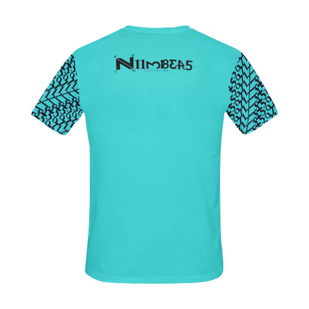 NUMBERS Collection w/1234567 Sleeves Teal All Over Print T-Shirt for Men (USA Size) (Model T40)