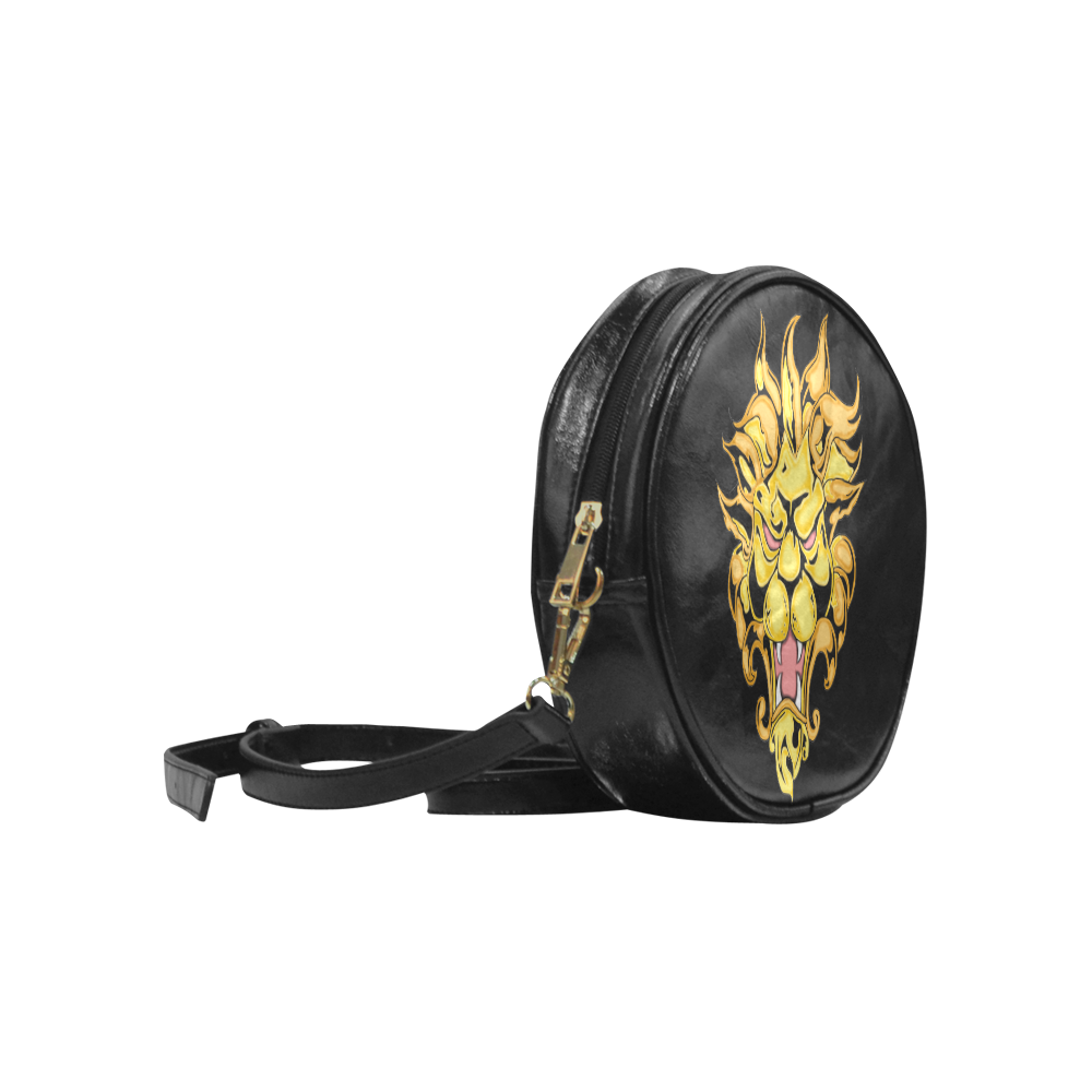 Gold Metallic Lion Round Sling Bag (Model 1647)