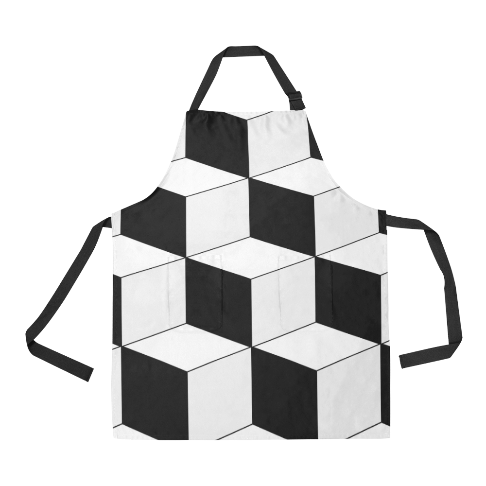 Abstract geometric pattern - black and white. All Over Print Apron