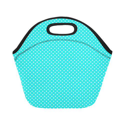 Baby blue polka dots Neoprene Lunch Bag/Small (Model 1669)