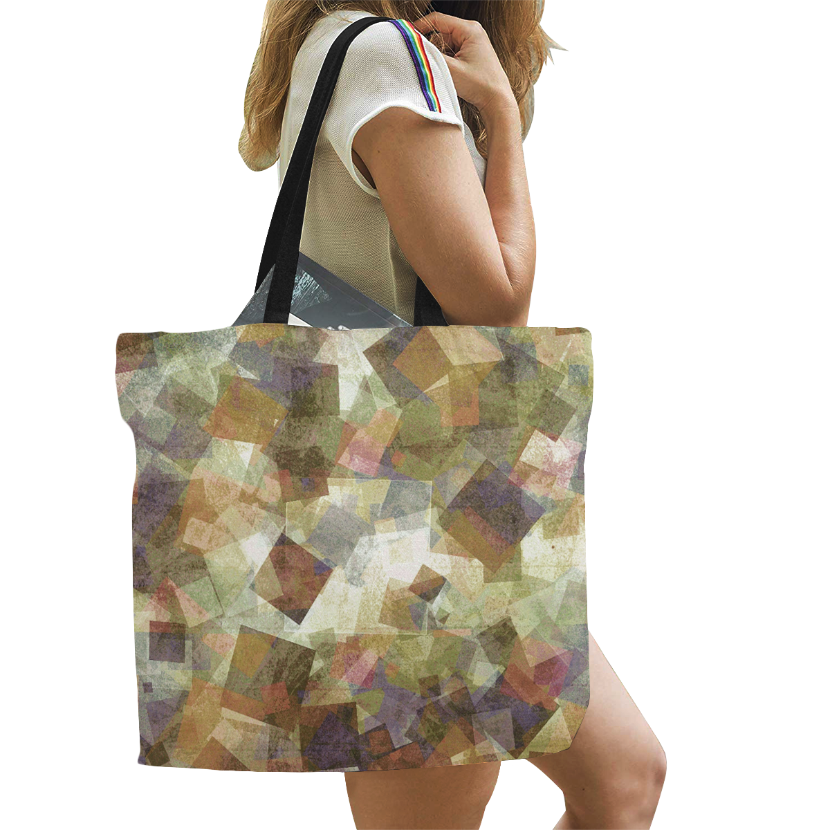 abstract squares All Over Print Canvas Tote Bag/Large (Model 1699)