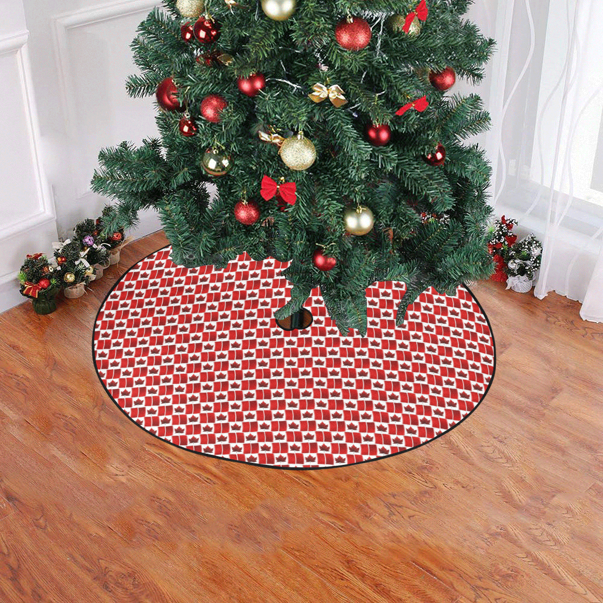 Canadian Flag Christmas Tree Skirt 47" x 47"