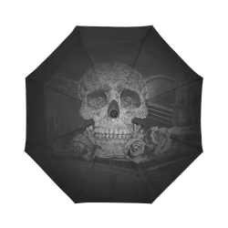 Steampunk Alchemist Mage Roses Celtic Skull halfto Auto-Foldable Umbrella (Model U04)