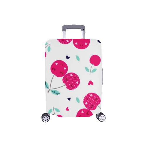 Pink Smiley Cherries Luggage Cover Luggage Cover/Small 18"-21"