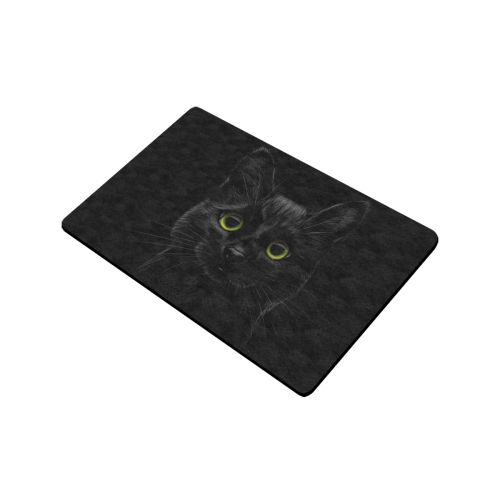 Black Cat Doormat 24"x16" (Black Base)