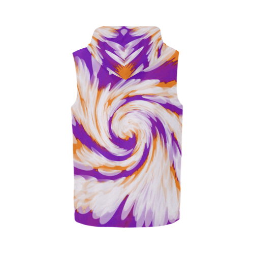 Purple Orange Tie Dye Swirl Abstract All Over Print Sleeveless Zip Up Hoodie for Men (Model H16)