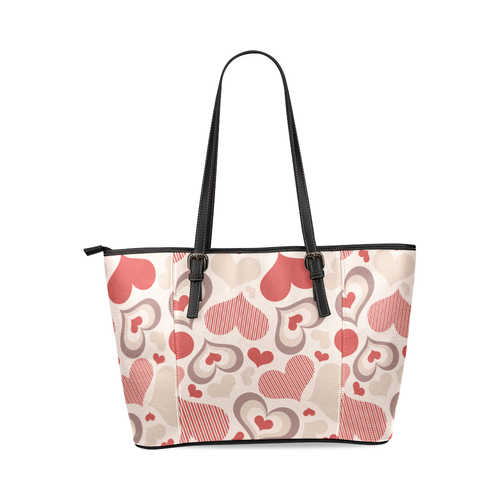 Lovely Hearts Clover Leather Tote Bag/Large (Model 1640)