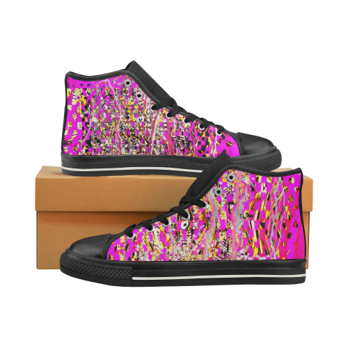 Hot pink race leave them int he dust high top for women crreated by FlipStylez Designs High Top Canvas Women's Shoes/Large Size (Model 017)