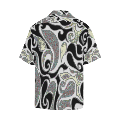 abstract doodle in black and white Hawaiian Shirt (Model T58)