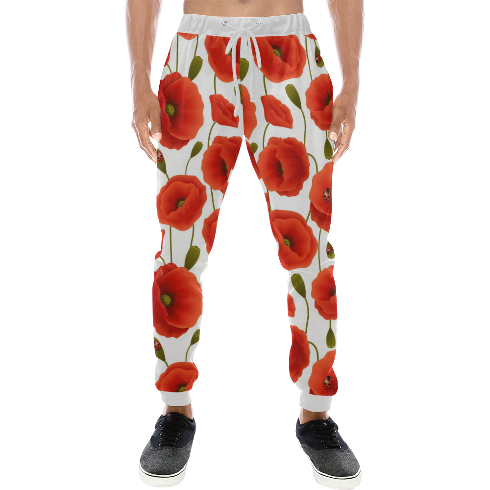 Poppy Pattern Men's All Over Print Sweatpants (Model L11)