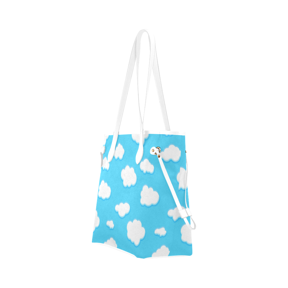 sky of blue and fluffy white clouds Clover Canvas Tote Bag (Model 1661)