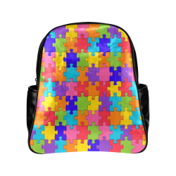 Rainbow Jigsaw Puzzle Multi-Pockets Backpack (Model 1636)