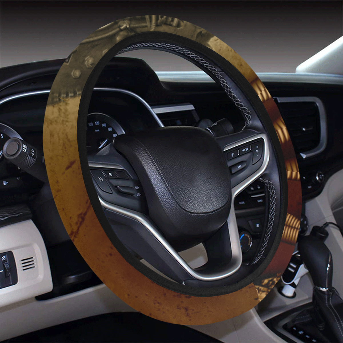 Mechanical skull Steering Wheel Cover with Elastic Edge