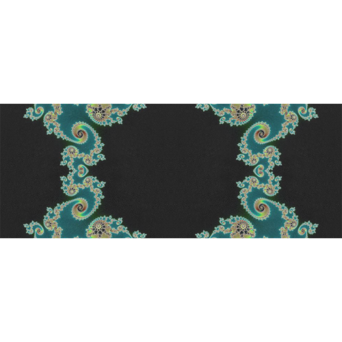 Aqua and Black  Hearts Lace Fractal Abstract Gift Wrapping Paper 58"x 23" (1 Roll)