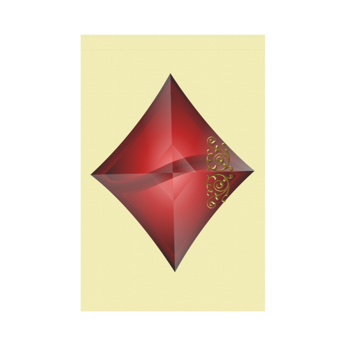 Diamond  Symbol Las Vegas Playing Card Shape on Yellow Garden Flag 12‘’x18‘’（Without Flagpole）