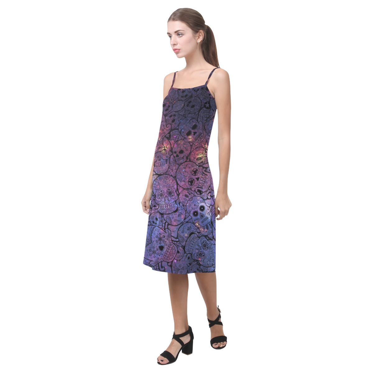 Cosmic Sugar Skulls Alcestis Slip Dress (Model D05)