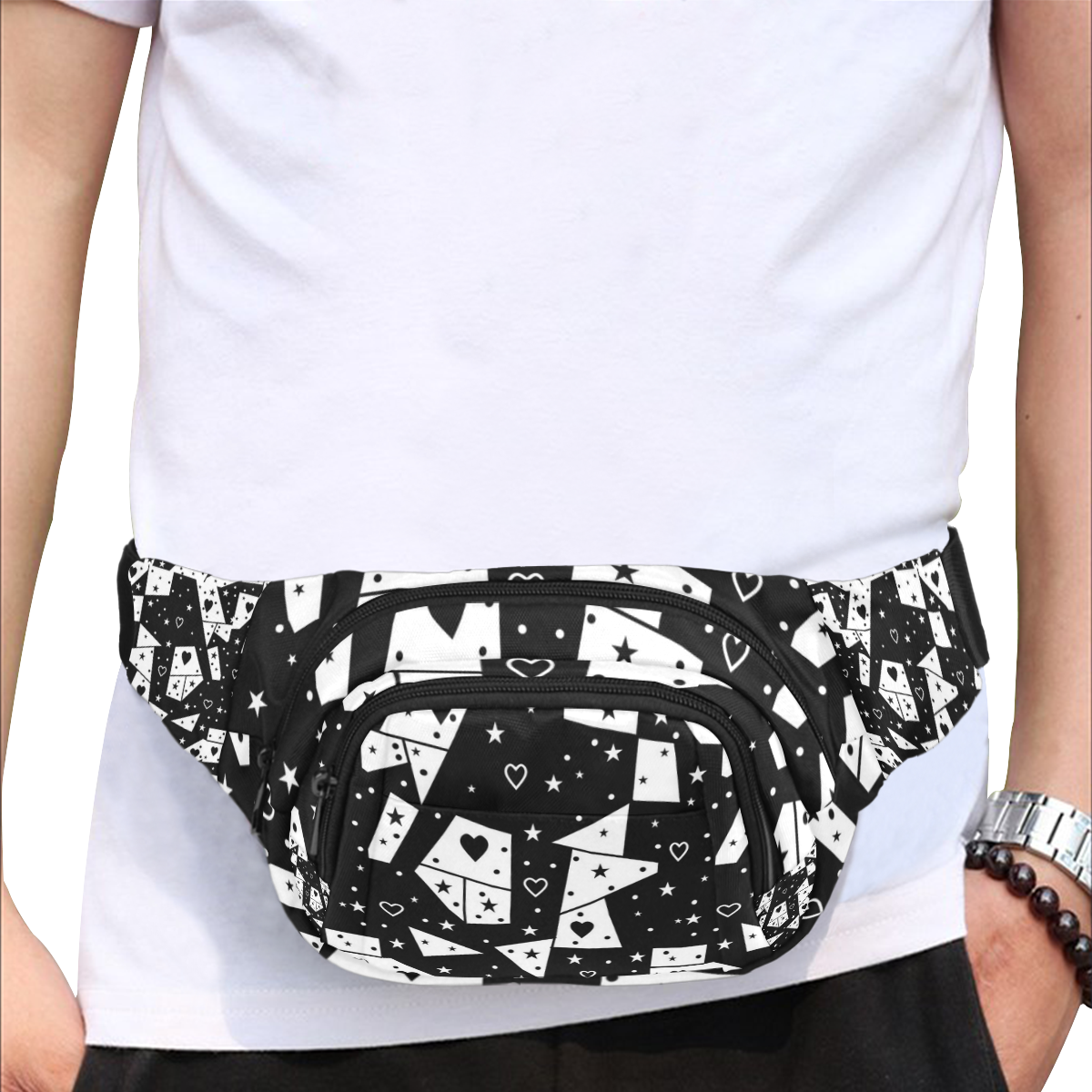 Black and White  Popart by Nico Bielow Fanny Pack/Small (Model 1677)