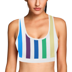 Rainbow Stripes with White Women's All Over Print Sports Bra (Model T52)