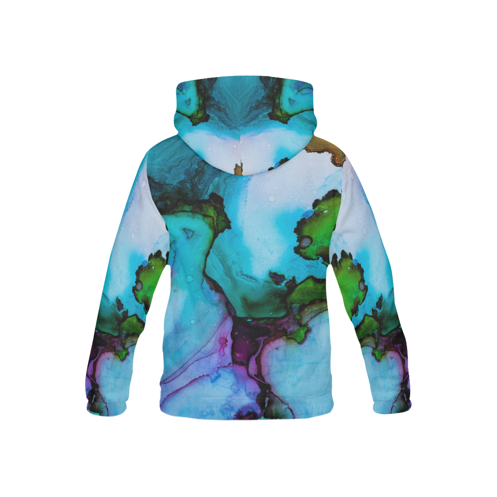 Blue green ink All Over Print Hoodie for Kid (USA Size) (Model H13)